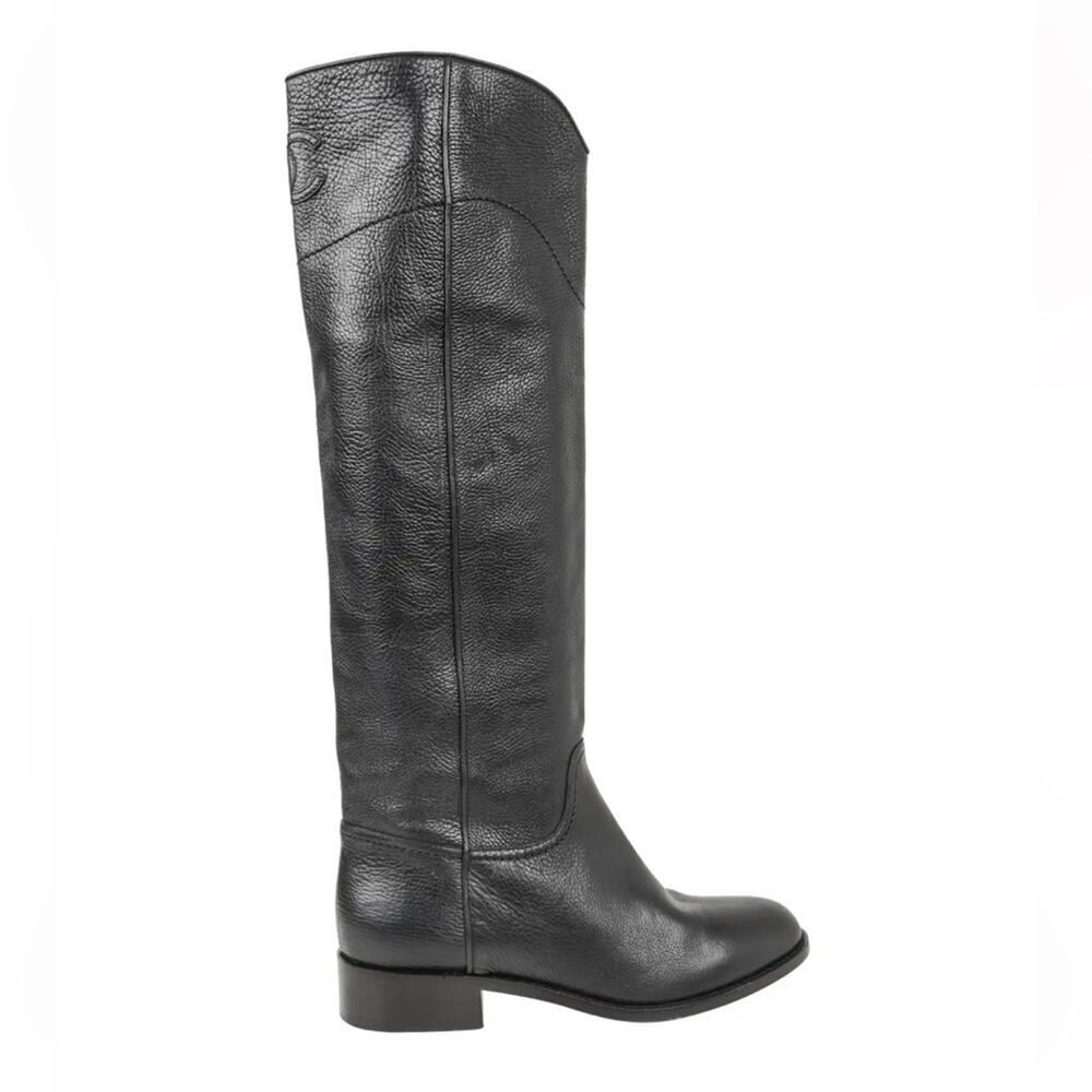 CHANEL 2014 interlocking CC logo riding tall boots equestrian 38.5 - Picture 9 of 16